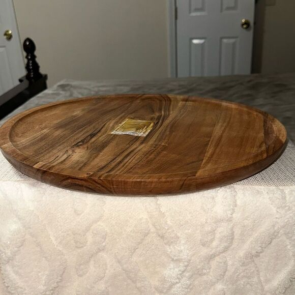 Large Wooden Lazy Susan Brown Pink Serve Charcuterie Dessert and more Tray - Picture 6 of 6